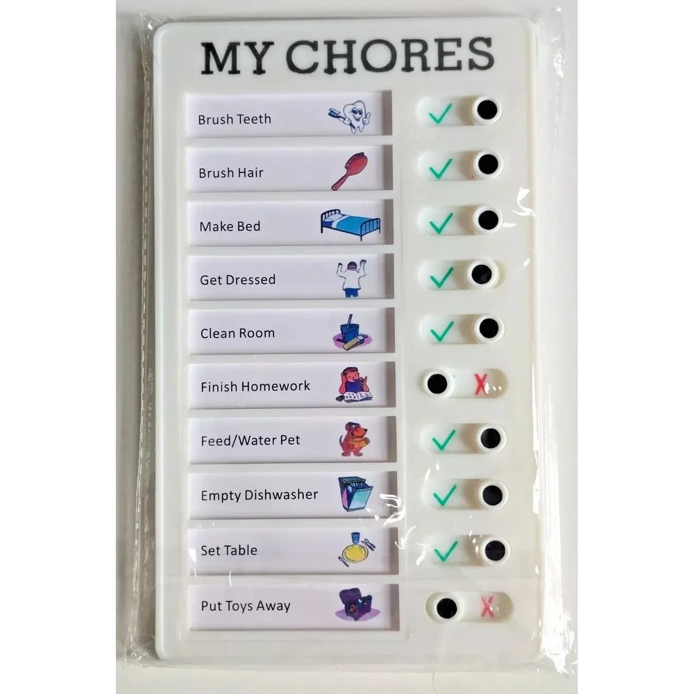 My Chores Chart‎ Checklist, Memo Note Board with Slider, Plastic Portable Daily